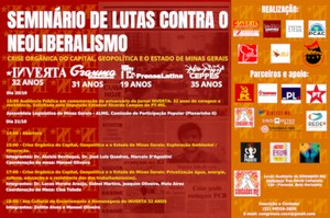Minas Gerais será sede do Seminário de Lutas Contra o Neoliberalismo