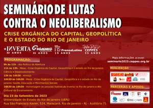 Cartaz Seminário de Lutas contra o Neoliberalismo - 2023