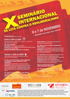 Cartaz X Seminário Internacional de Luta contra o Neoliberalismo